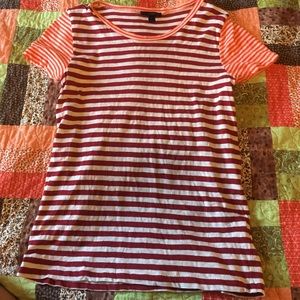 J crew striped fitted tshirt maroon orange & cream J crew striped fitted tshirt maroon orange & cream