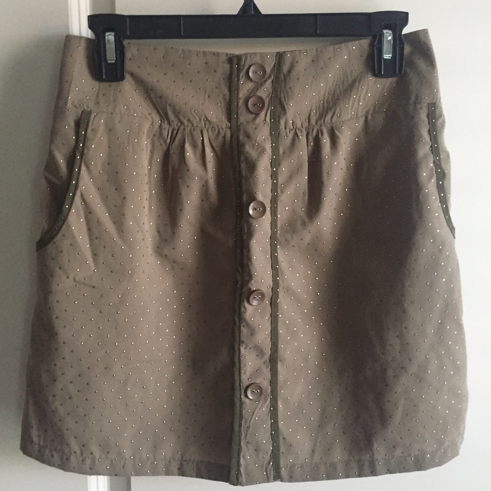 Francesca's- Tan Studded Skirt with Pockets