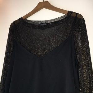 Plus Size Mesh & Cami Twofer Top