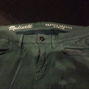 Madewell Light green/blue ankle sateen pants.