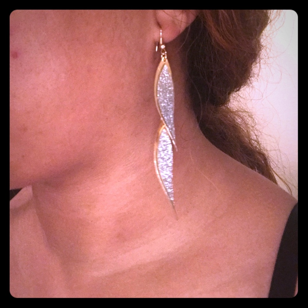 Gold "leaf" dangle earrings