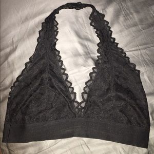 Black lace halter bralette