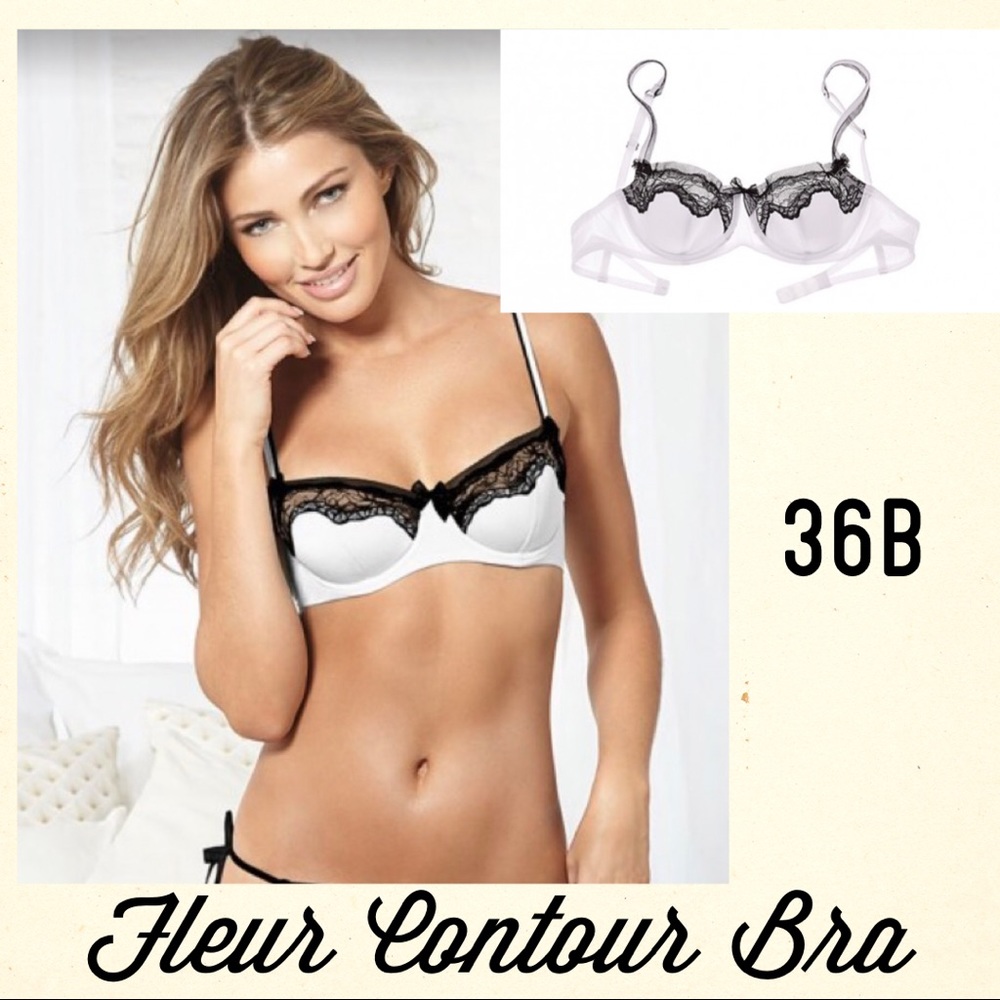 White with Black Lace Cage Back 36B Demi Bra