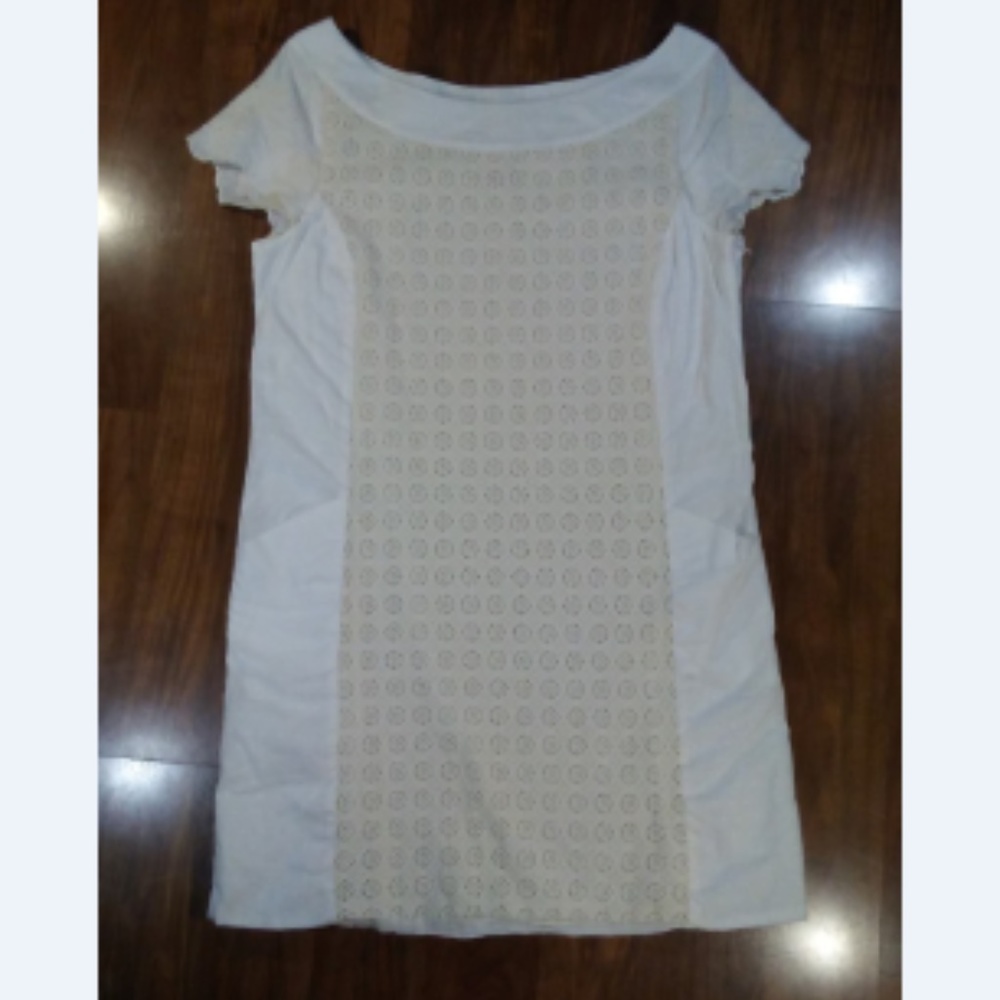 Billy Reid Geometric Eyelet Scallop Sleeve Dress
