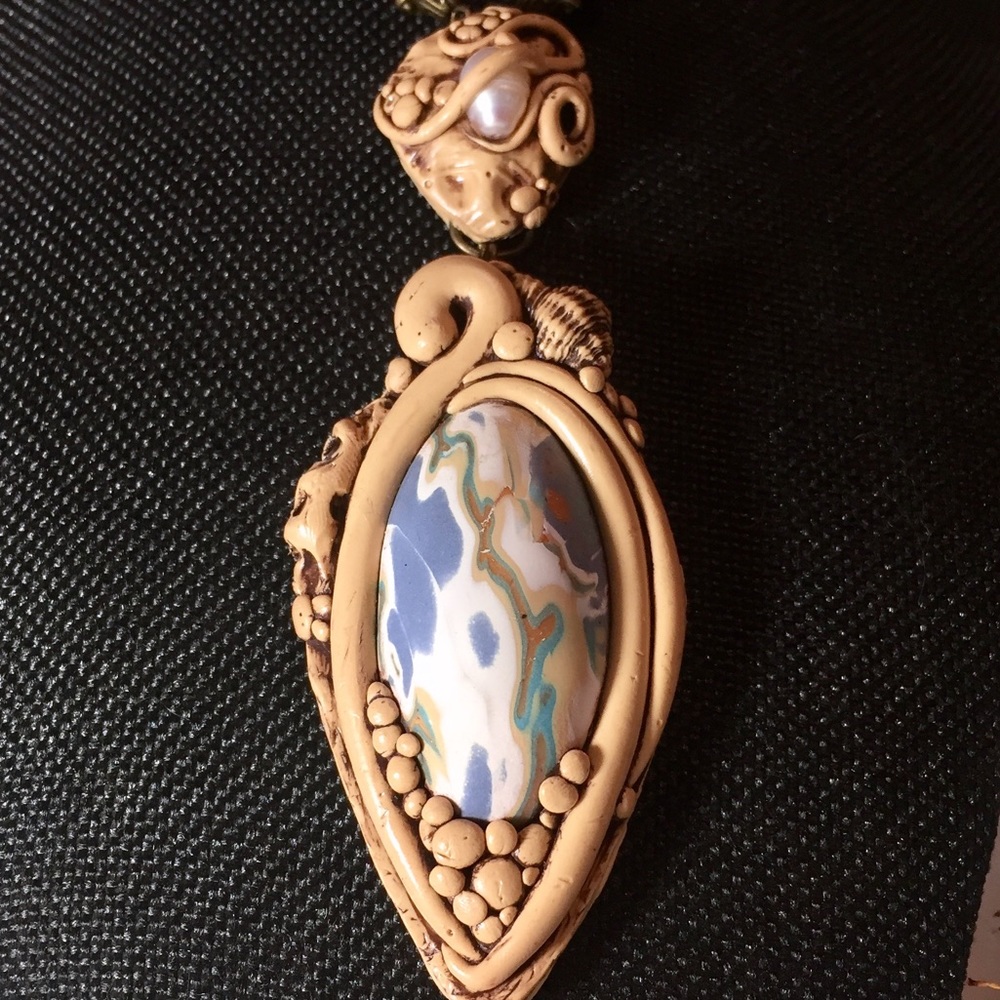 Boho Beachy polymer clay necklace - Picture 1 of 4
