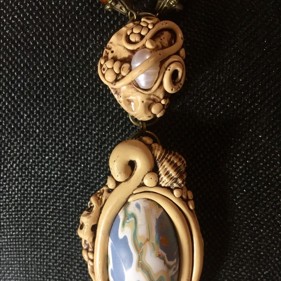 Boho  Beachy polymer clay necklace - Picture 2 of 4