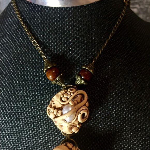 Boho  Beachy polymer clay necklace - Picture 3 of 4