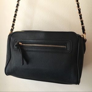 Black + Gold Faux Leather Bag