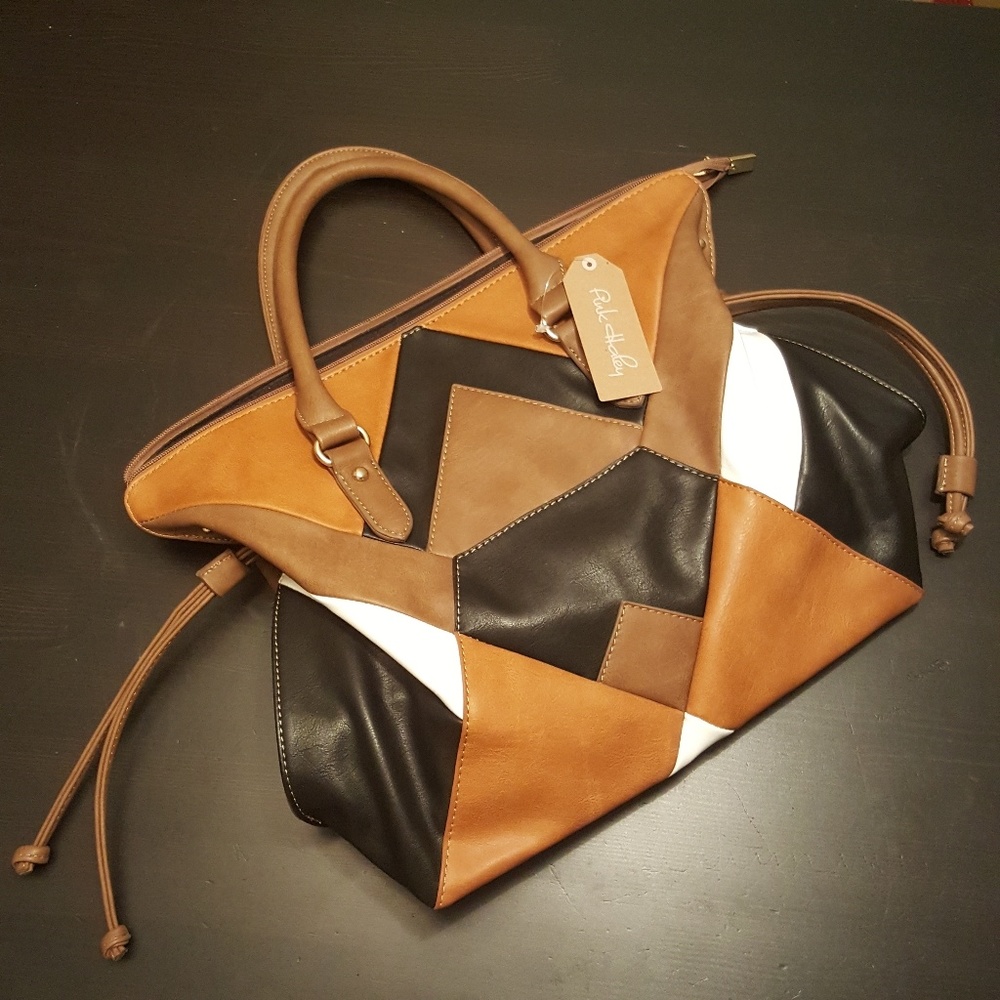 Pink Haley Color Block Large Tote Black