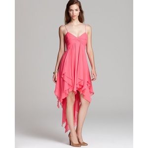 Aqua - Coral Pink Dress - Hi Lo Dress - Asymmetric