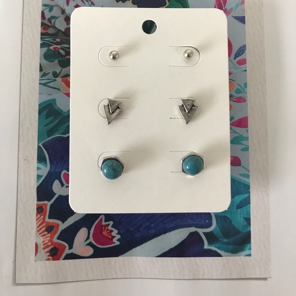 Silver Arrow + Turquoise Earring Trio Set