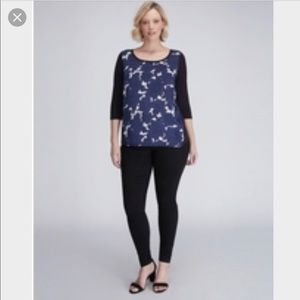 Lane Bryant floral mixed media blouse