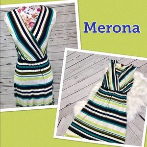 Merona XS Lime Green/Blue Striped Sleeveless dress Merona XS Lime Green/Blue Striped Sleeveless dress