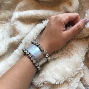 Silver Rhinestone Vintage Inspired Cuff