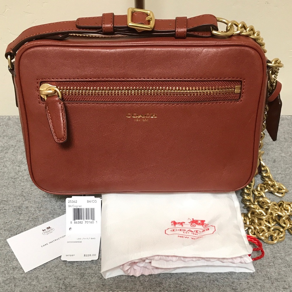 COACH Cognac Leather Legacy Flight Bag NWT