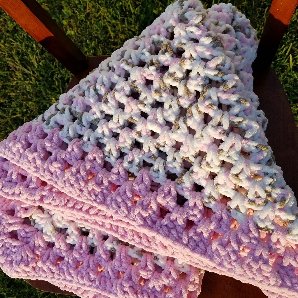 SOLD Handmade Crocheted HexagonAfghan Blanket