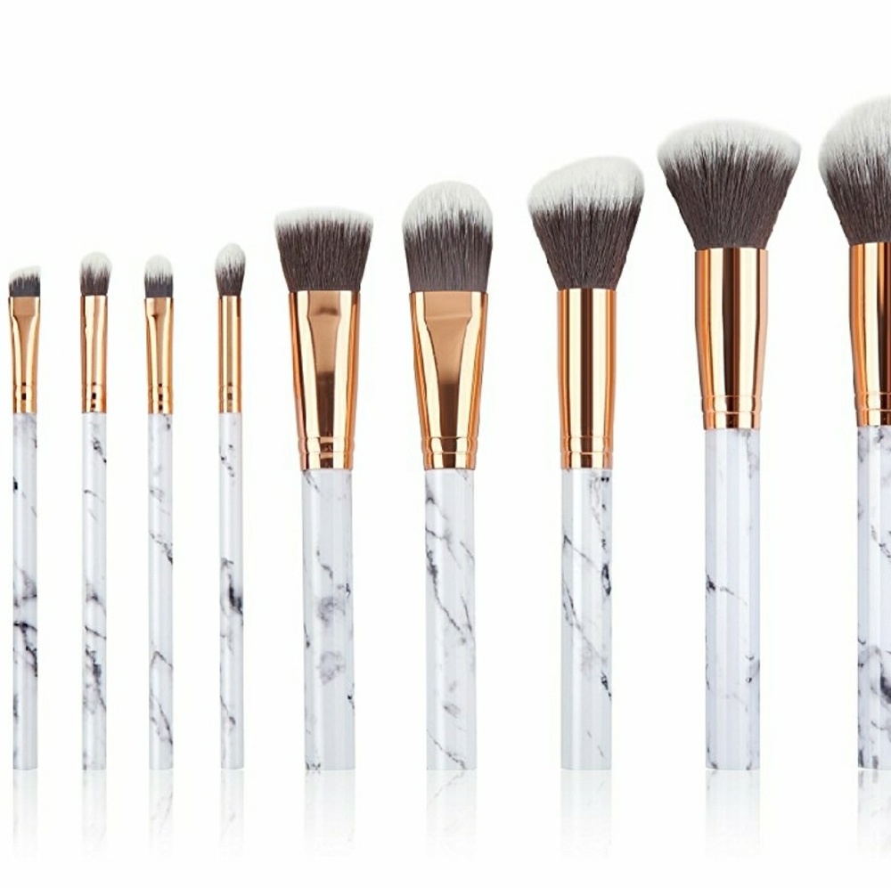 🌟 NEW 10 Rose Gold & Marble Makeup Brush Set 🌟