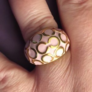 Coach Size 8 Pink Enamel Ring