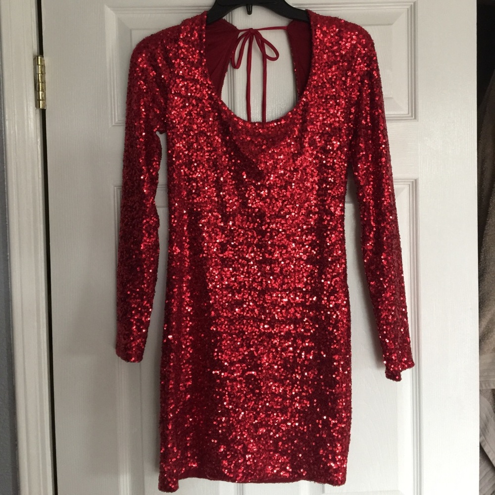 Red Sequins Arden B Dress