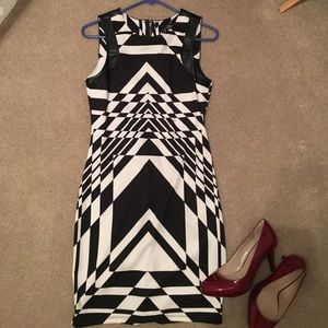 Leather-detail mini dress