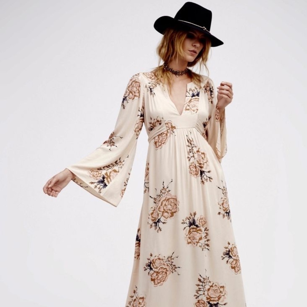 Free people long boho flower dress