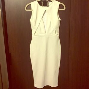 Missguided cut out bust midi dress white