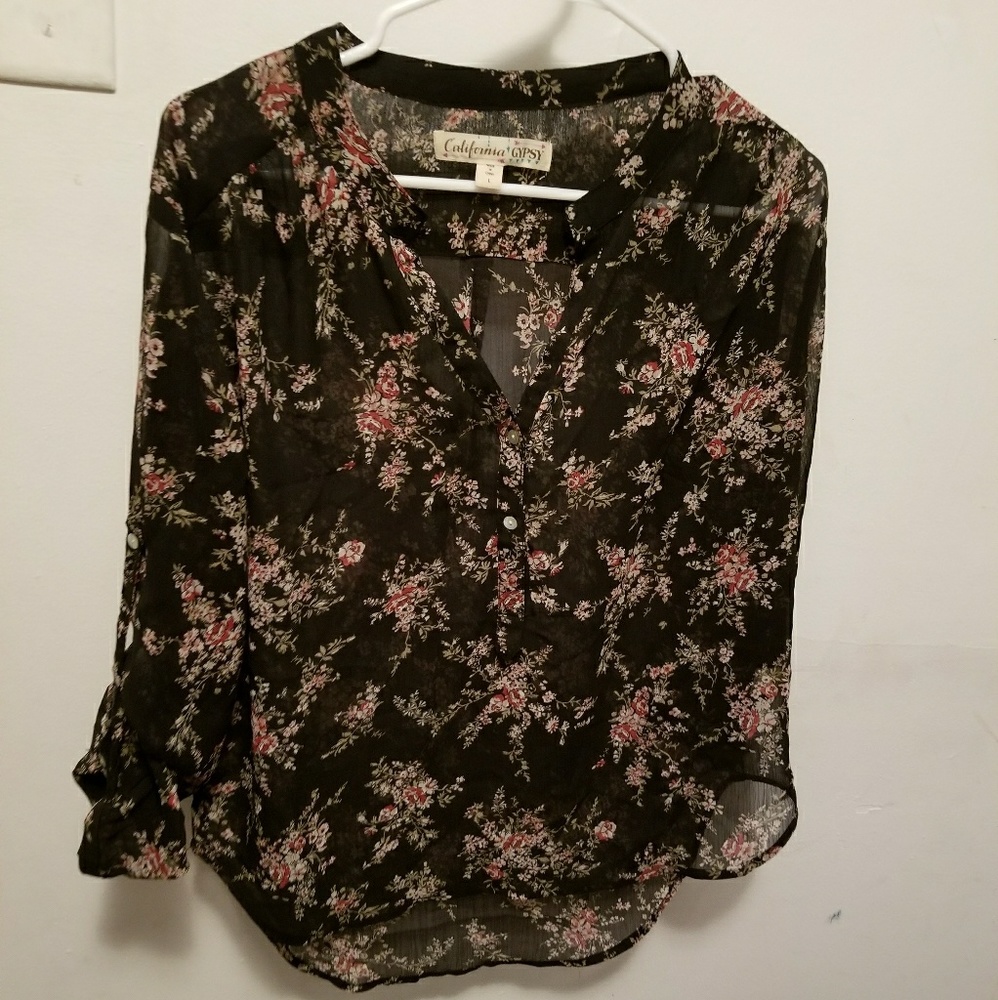 California Gypsy Sheer Button Up Dress Top