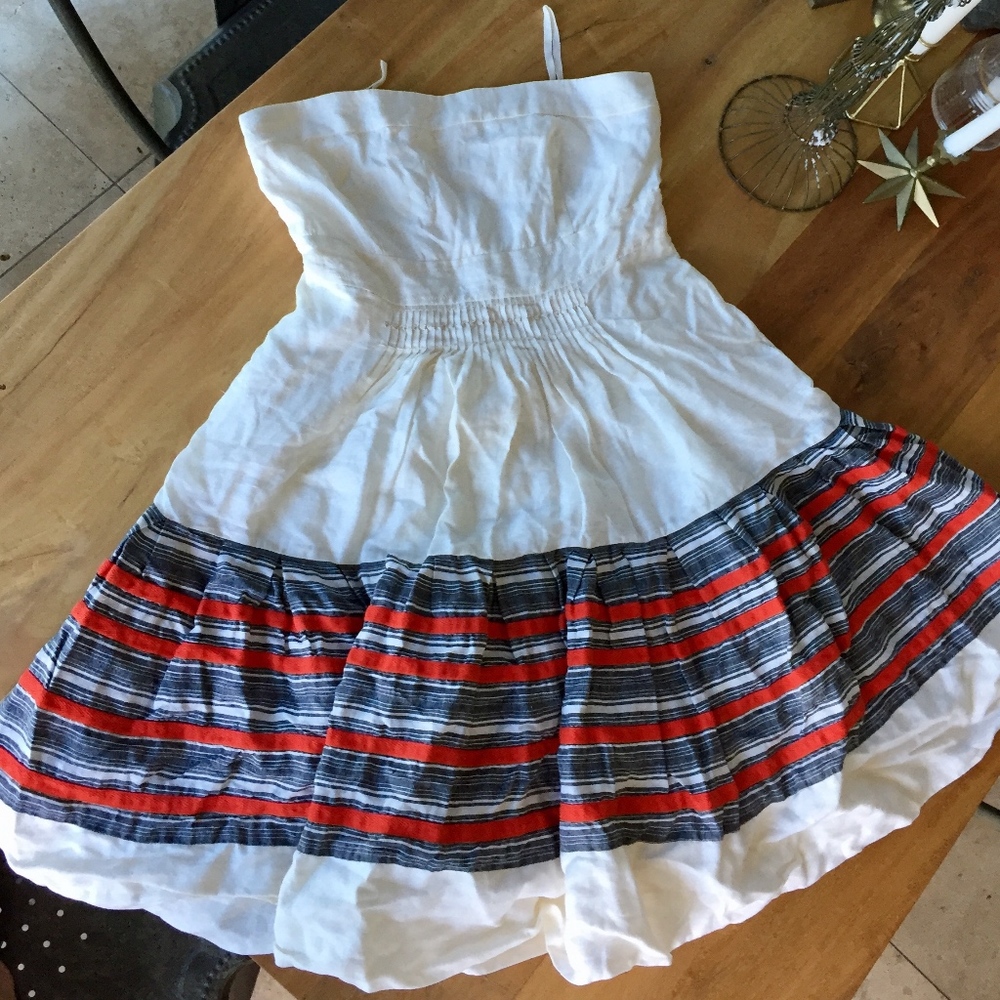 Floreat Anthropologie strapless summer linen dress