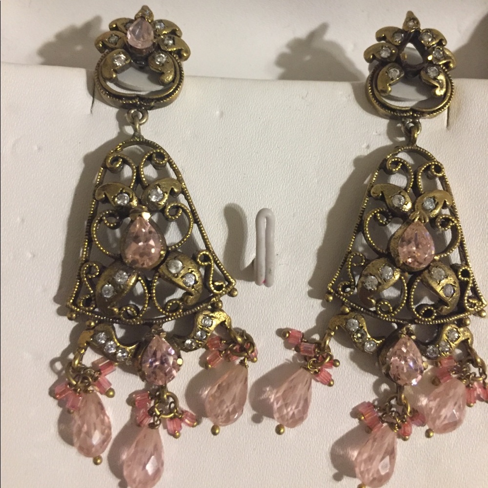 Gold and baby pink earrings
