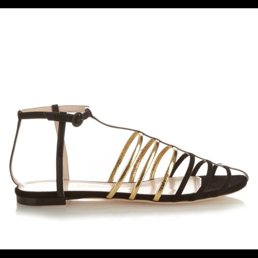 Nina Ricci - Cut-out Cage Suede Flat Sandals