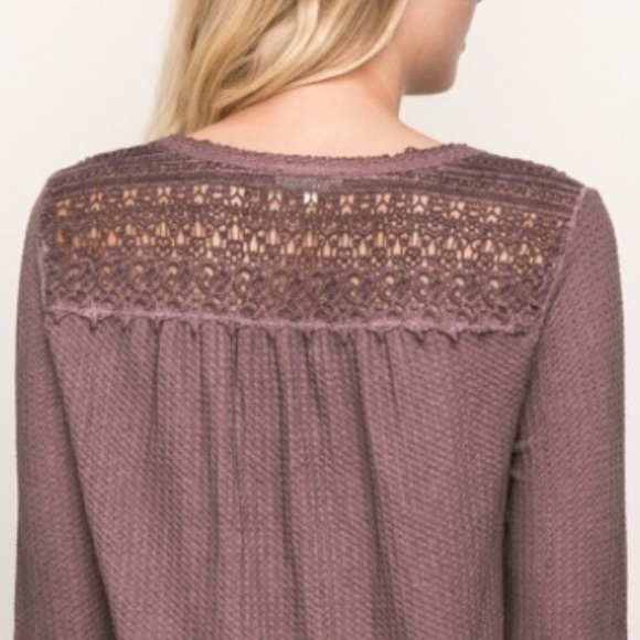 Waffle Knit Thermal Lace Blouse priced firm - Picture 7 of 7