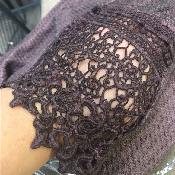 Waffle Knit Thermal Lace Blouse priced firm - Picture 5 of 7