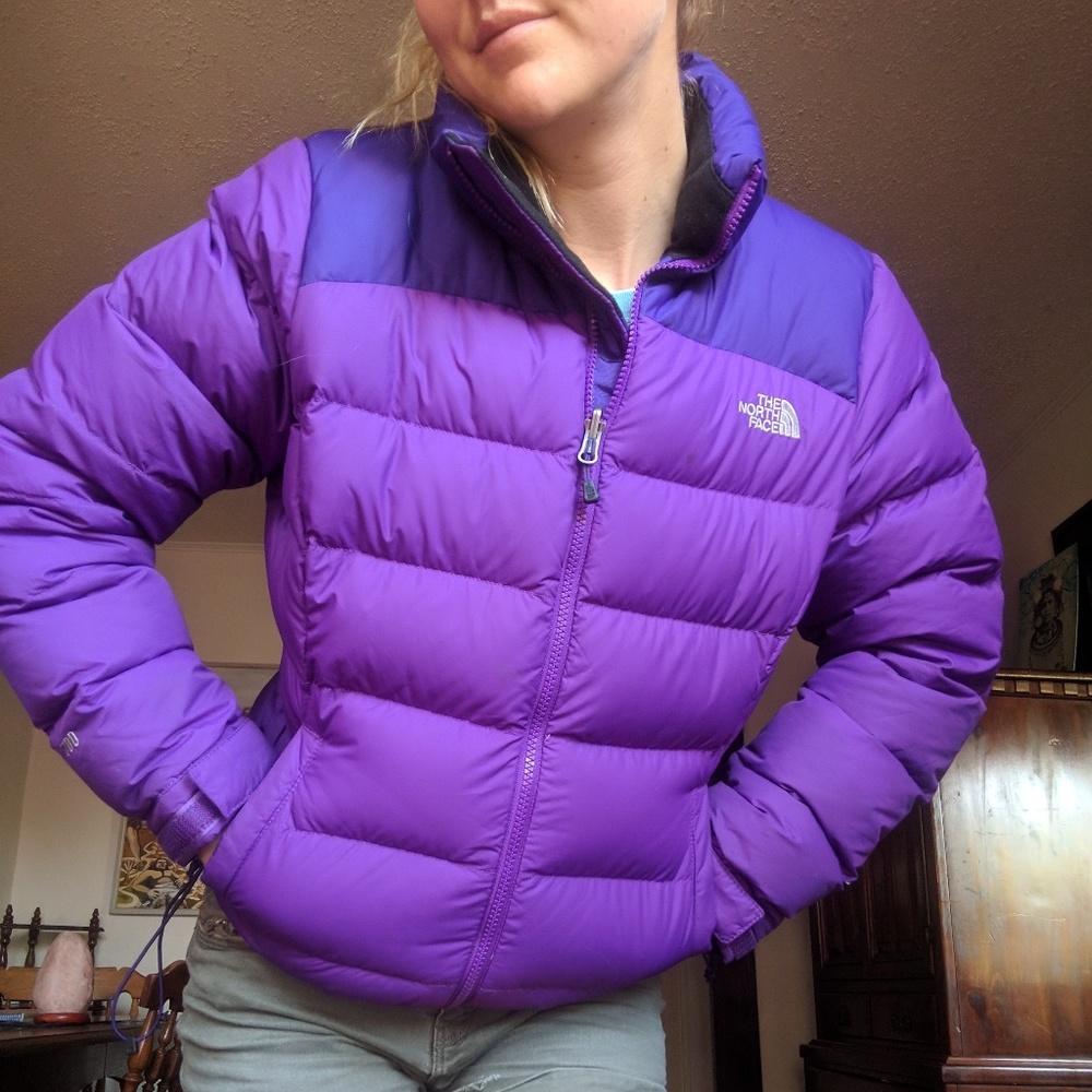 Purple north face winter jacket ski jacket