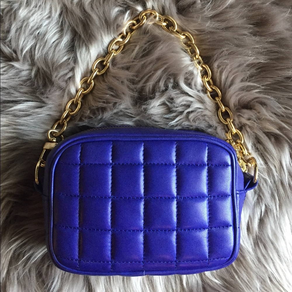 BCBG quilted leather mini bag wristlet