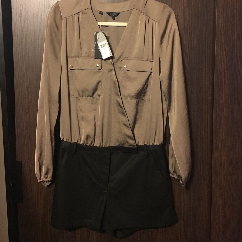 Guess romper color block in brown and black