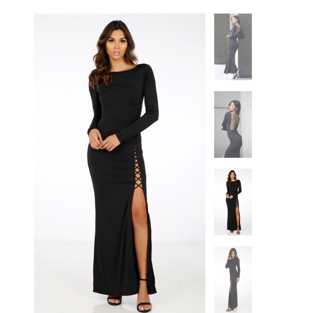 Beautiful evening dress black high slit nwt