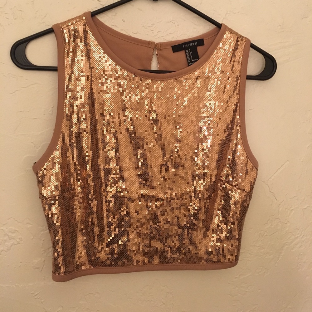 Champagne-color sequin tank