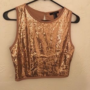 Champagne-color sequin tank