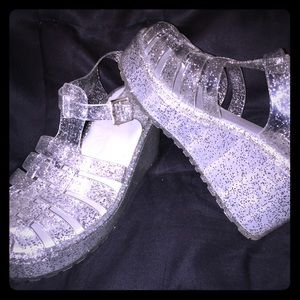 Clear Sparkle Jelly Heels