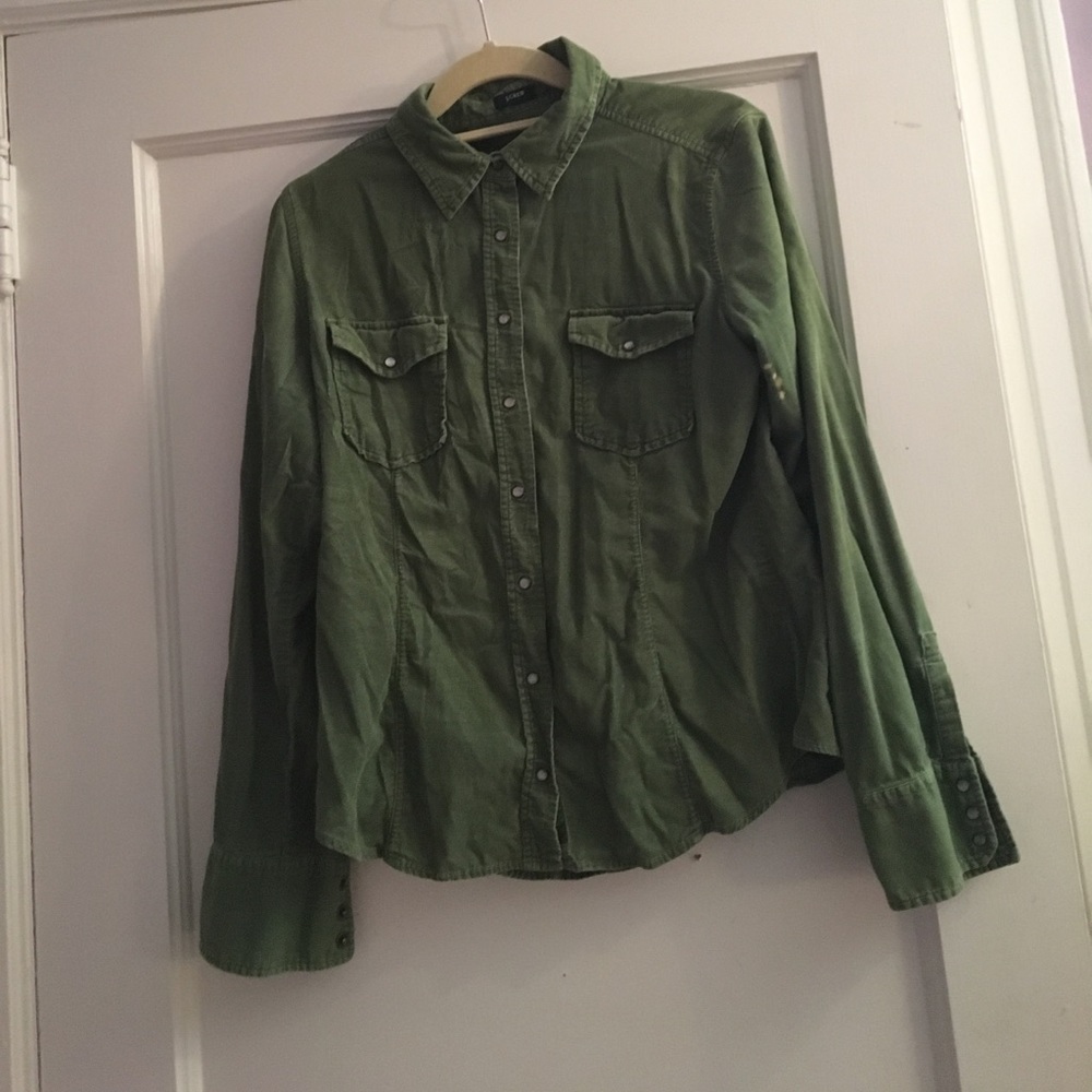 Green corduroy button down