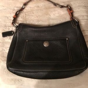 Black pebble leather coach purse