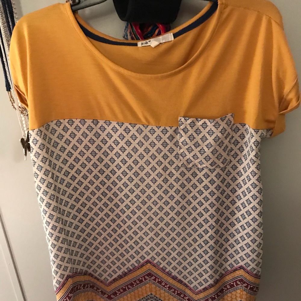 Mustard and Blue blouse
