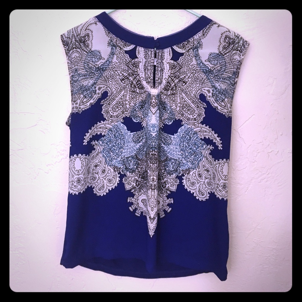 Blue polyester blouse with front design