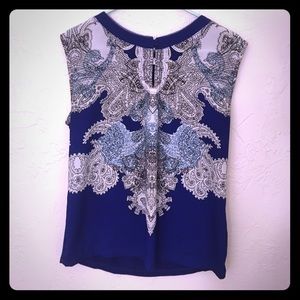 Blue polyester blouse with front design