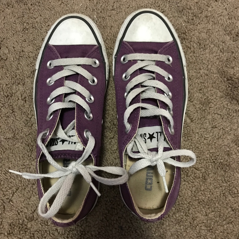 purple low top converse