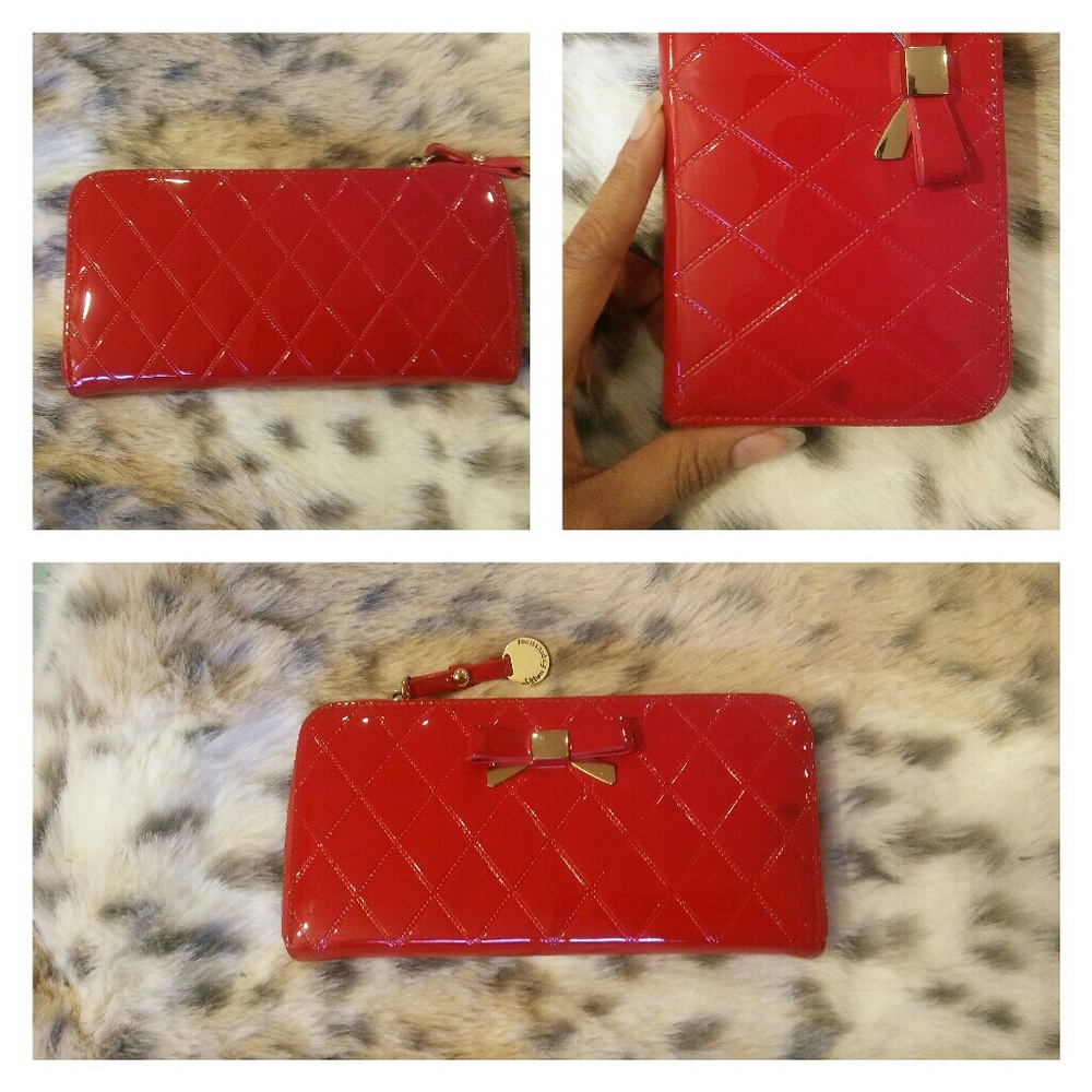 Urban Expressions Patent Vegan Leather Quilted red