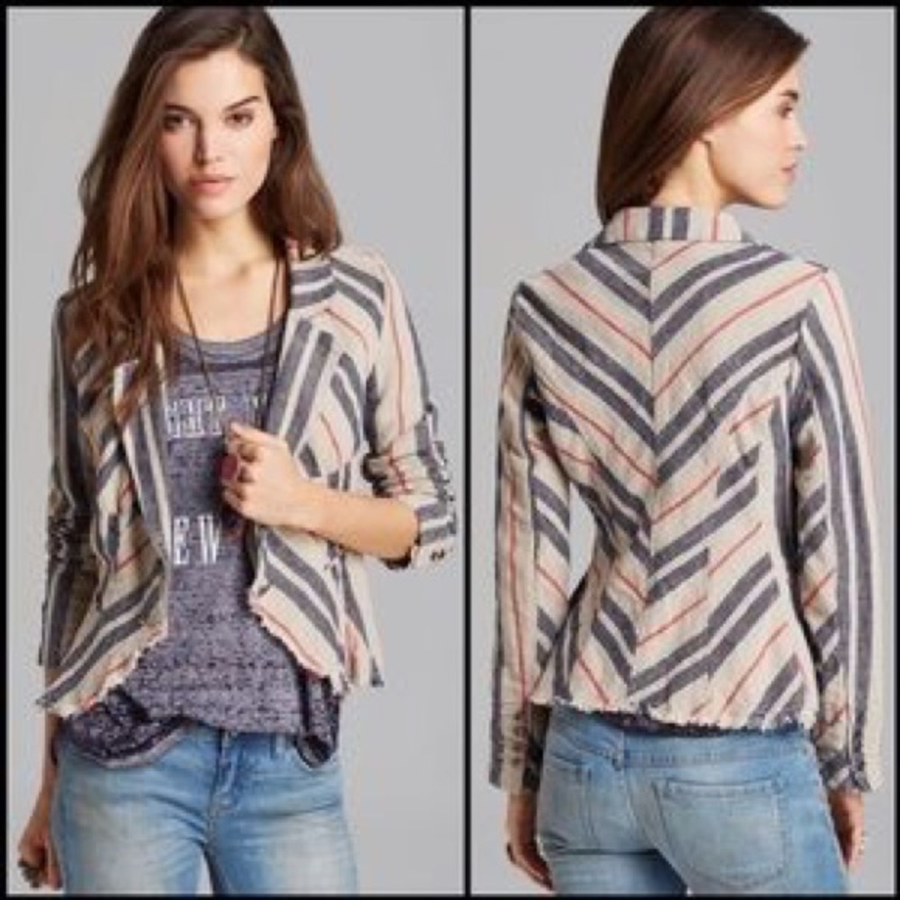 Free People textured linen striped blazer