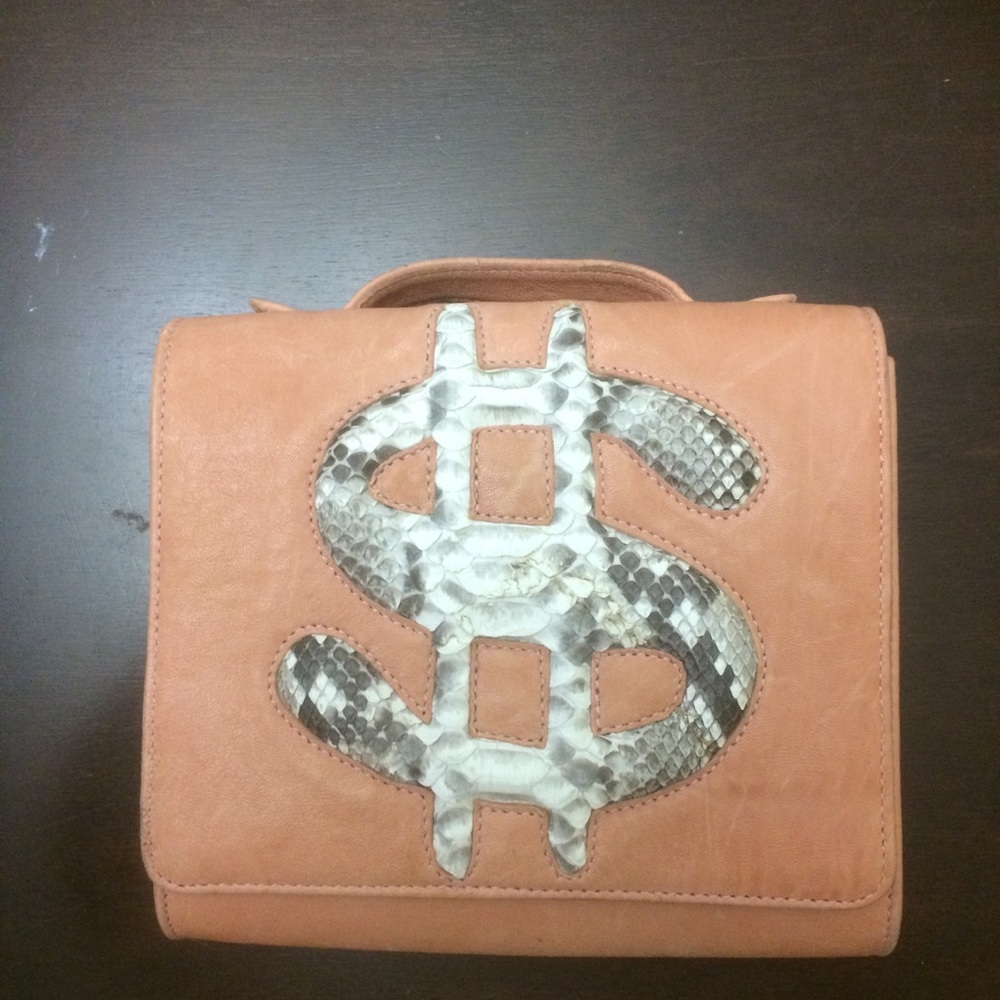 Elle Tarplin Clutch "$" Leather & Snakeskin