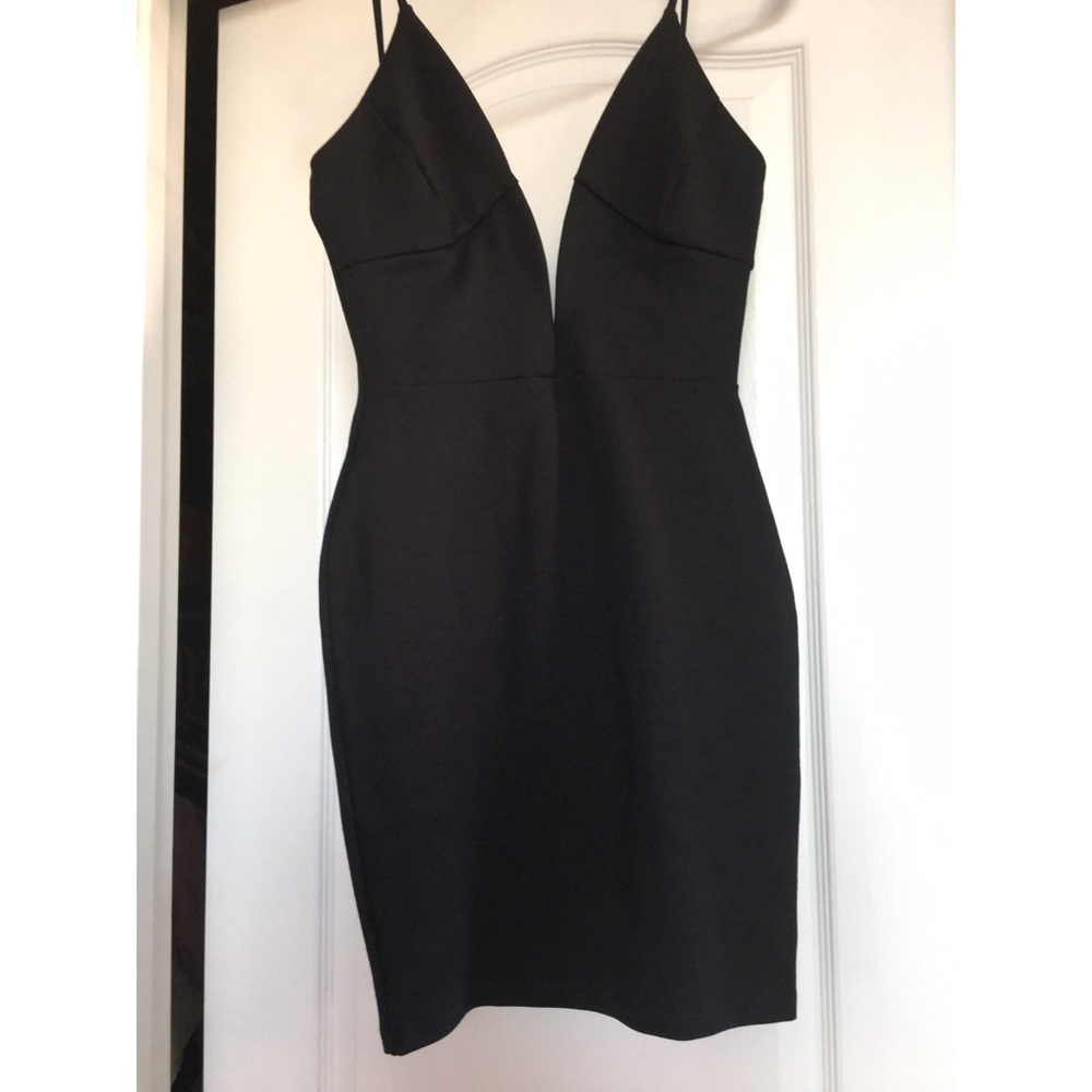 little black dress with a plunging neckline