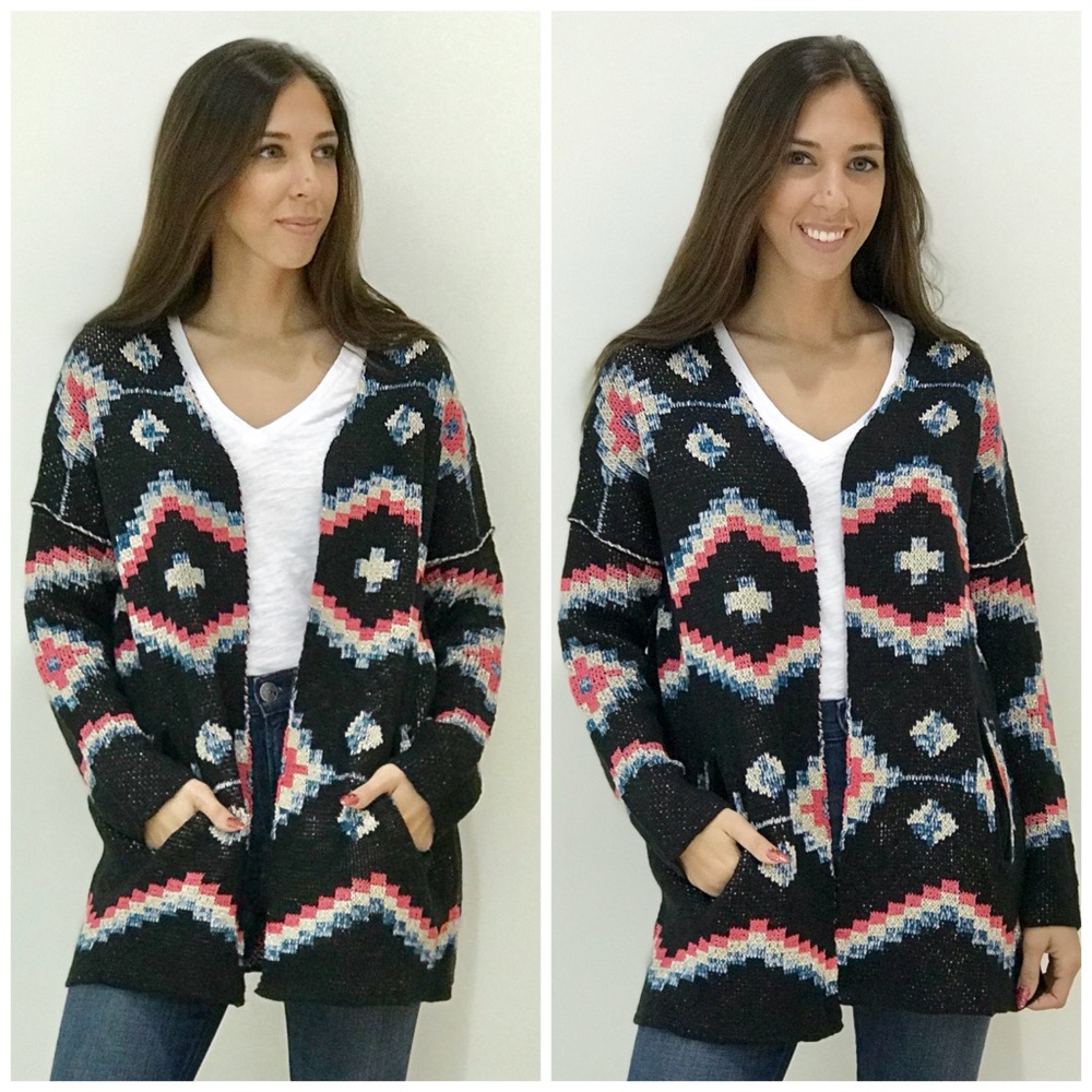 Open Aztec Knit Cardigan